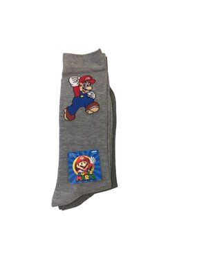 Super Mario Mushroom GET A LIFE Men's Socks Size 10-13 Set of 2